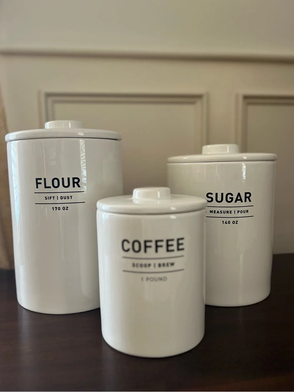 FLOUR Canister - West Elm White Stoneware Large - Modern Kitchen Storage